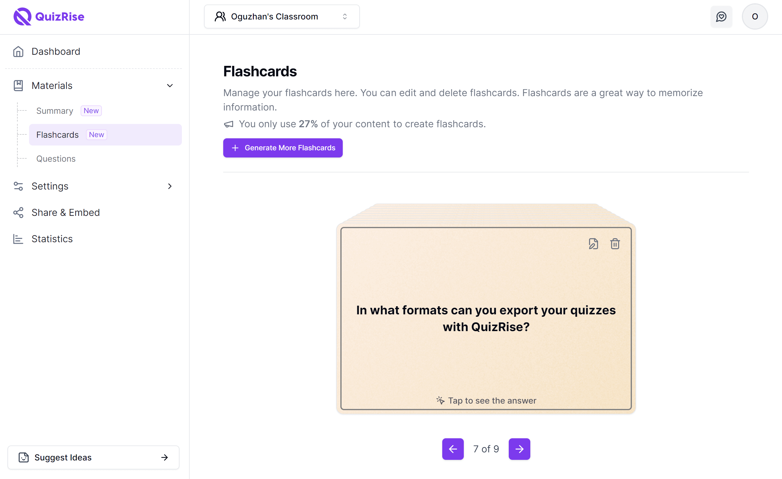 Turn notes into flashcards